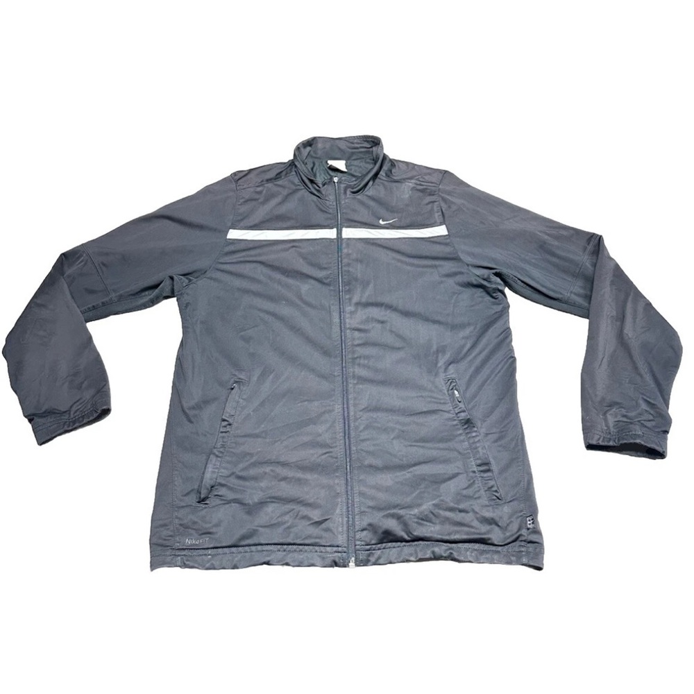 Vintage Nike Fit Dry Track Jacket Full Zip Mens Large Black 90s Y2K Windbreaker